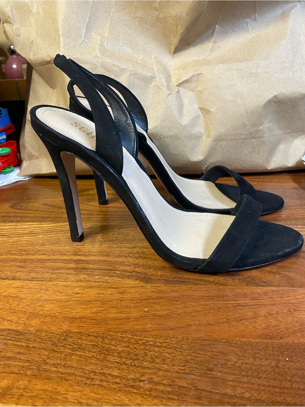 Schutz Black Suede Slingback Heels Women's Size 8B